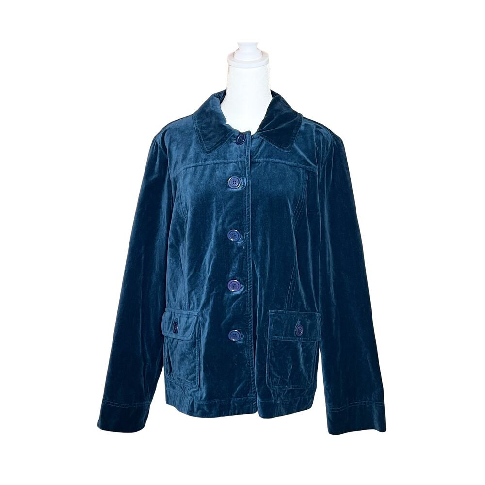 Vtg Y2K Women's Velvet Jacket Size 16 Blue Jewel Tone Whimsigoth Eclectic Glam